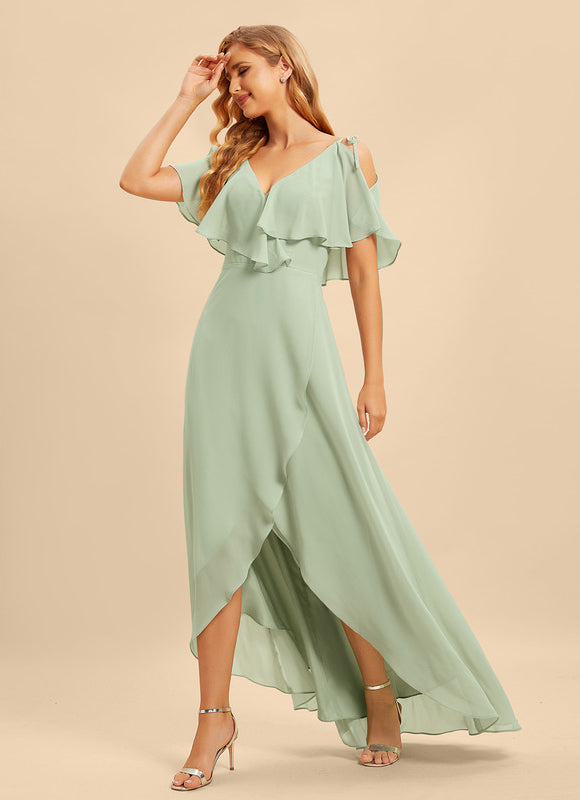 Robe Demoiselle D'Honneur Asymétrique Fluide - gallery 3