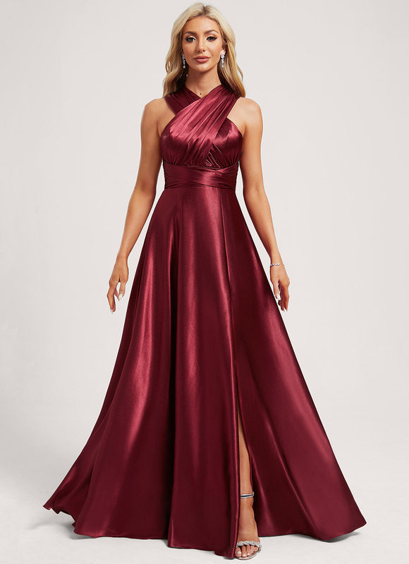 Robe Demoiselle D'Honneur Rouge Satiné Chic - gallery 3