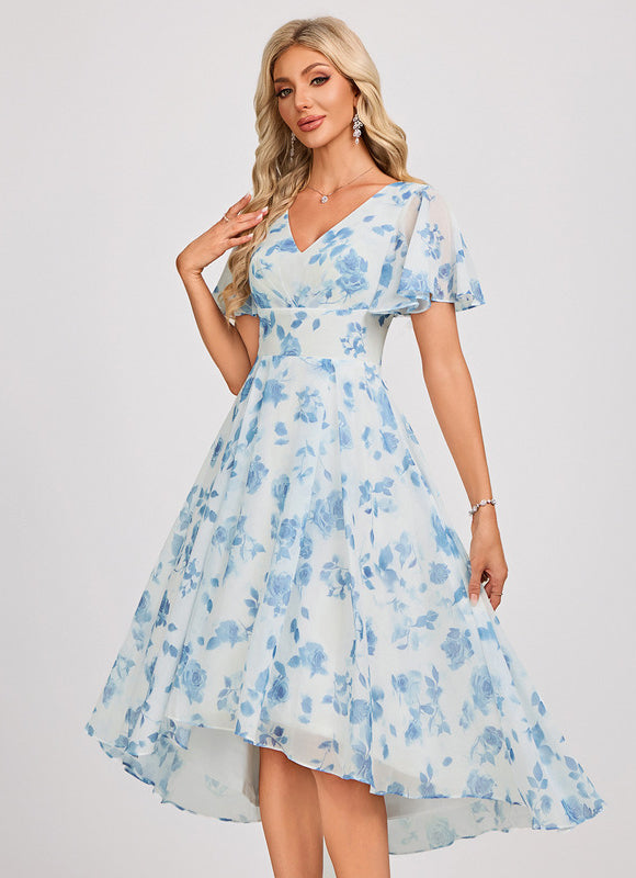 Robe Demoiselle D'Honneur Asymétrique Fluide - gallery 3