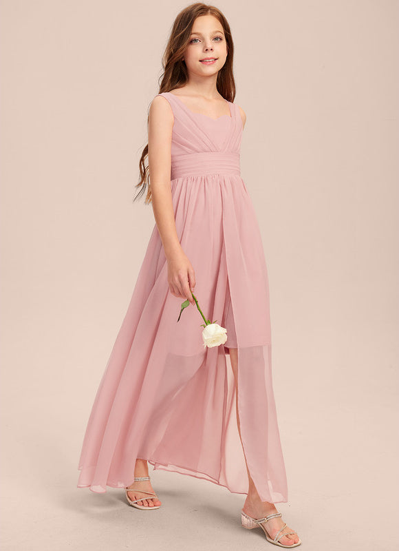 Robe Demoiselle D'Honneur Rose Poudré Élégant - gallery 1