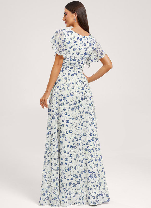 Robe Demoiselle D'Honneur À Volants Rose Pâle - gallery 4