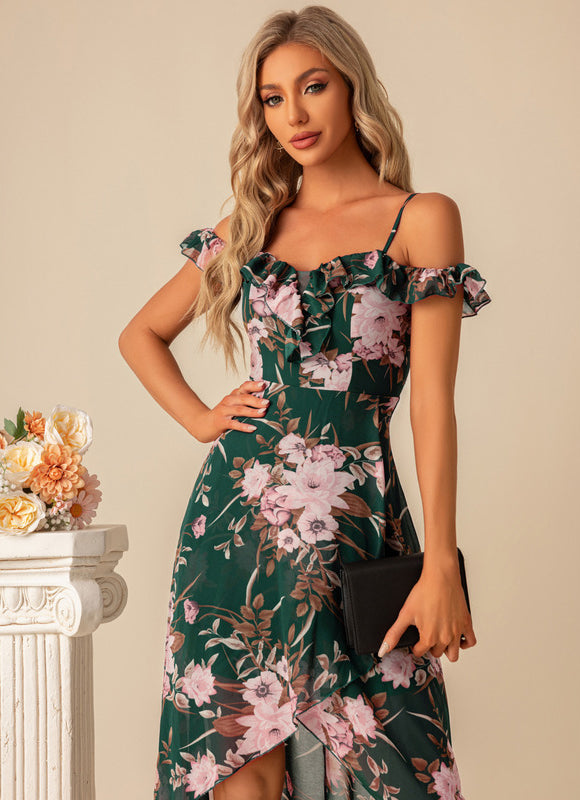 Robe Demoiselle D'Honneur Florale Évasée - gallery 6