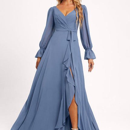 Robe Demoiselle D'Honneur À Volants Rose Pâle