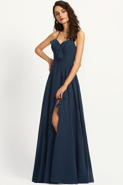 Robe Demoiselle D'Honneur Mousseline Beige - gallery 2