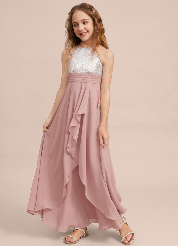 Robe Demoiselle D'Honneur Pailletée Rose - gallery 2