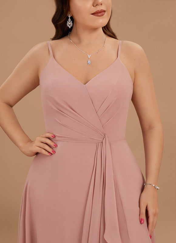 Robe Demoiselle D'Honneur À Volants Rose Pâle - gallery 9