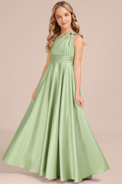 Robe Demoiselle D'Honneur Satinée Asymétrique Junior - gallery 3