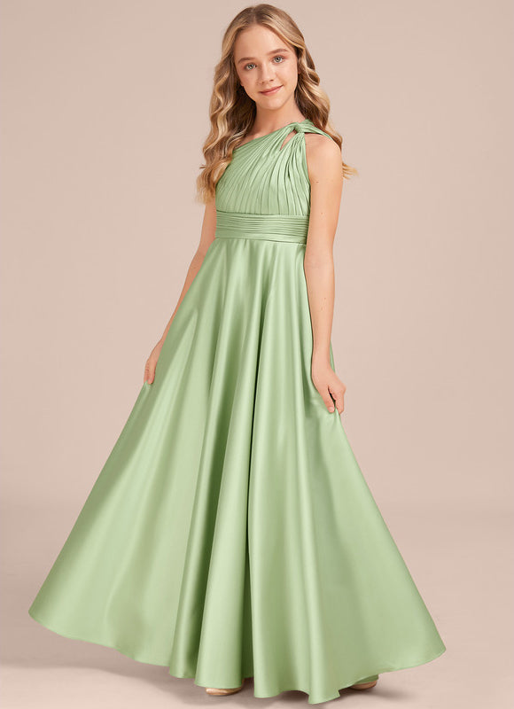 Robe Demoiselle D'Honneur Satinée Asymétrique Junior - gallery 3