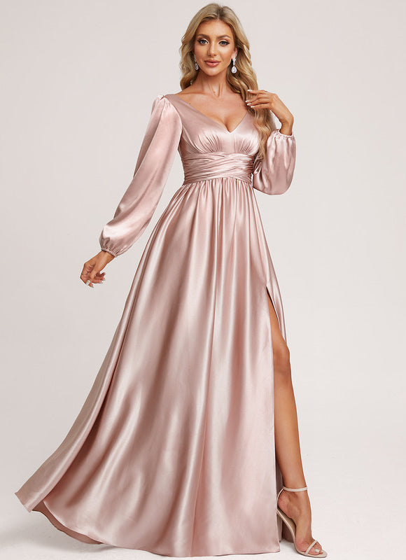 Robe Longue Satin Demoiselle D'Honneur - gallery 4