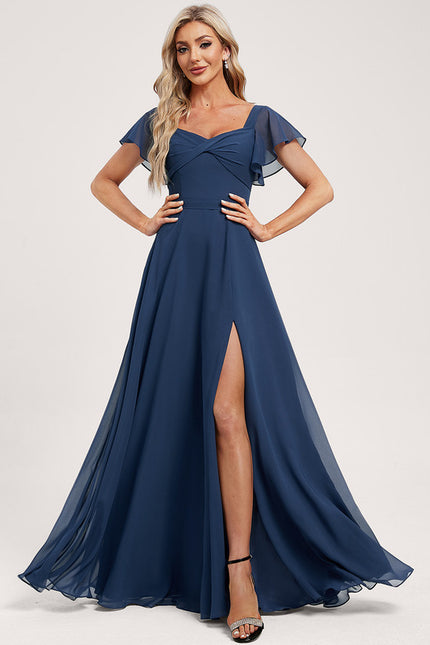 Robe Demoiselle D'Honneur À Volants Rose Pâle