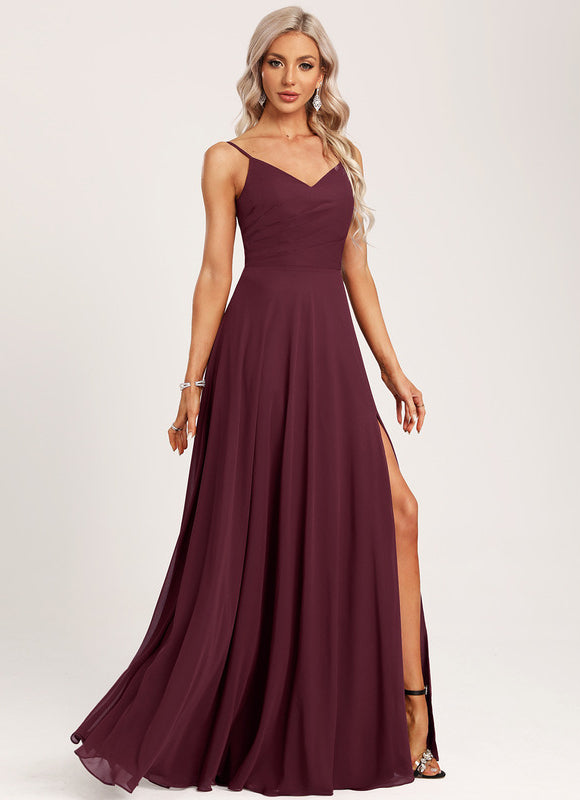 Robe Demoiselle D'Honneur Mousseline Beige - gallery 2