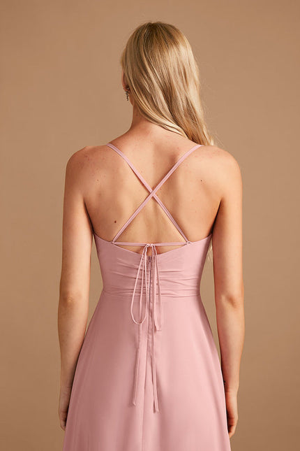 Robe Demoiselle D'Honneur Mousseline Beige - gallery 6