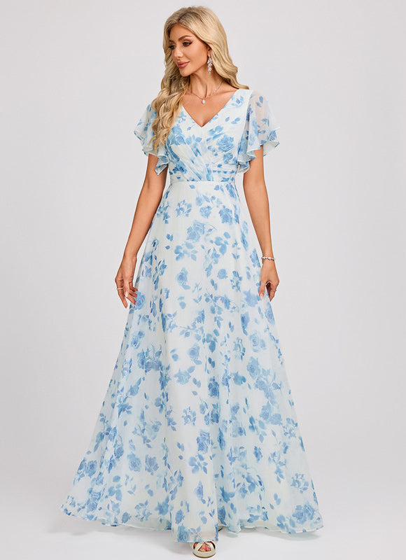 Robe Demoiselle D'Honneur À Volants Rose Pâle - gallery 3