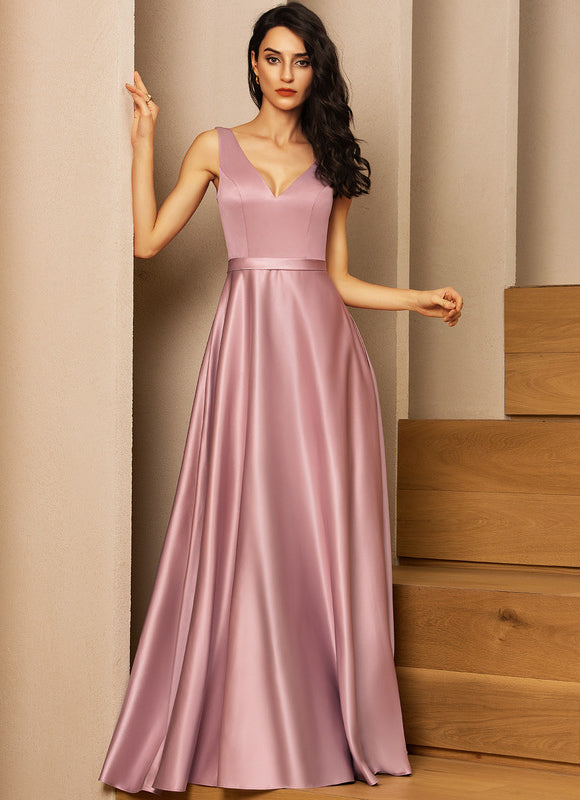 Robe Demoiselle D'Honneur Rose Satin - gallery 1