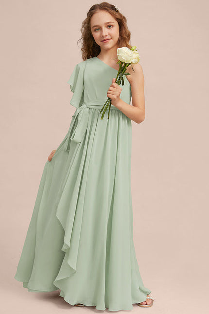 Robe Demoiselle D'Honneur Vert Poudré Élégant - gallery 5