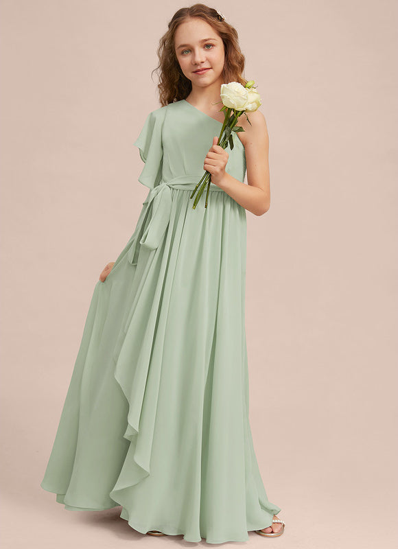 Robe Demoiselle D'Honneur Vert Poudré Élégant - gallery 5