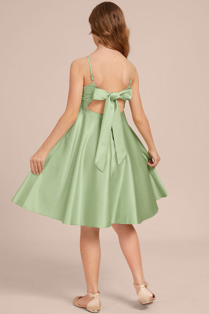 Robe Demoiselle D'Honneur Satin Vert Pastel - gallery 3