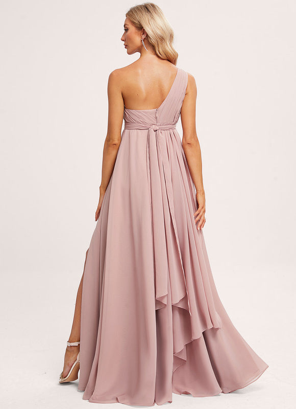 Robe Demoiselle D'Honneur Asymétrique Sable - gallery 2