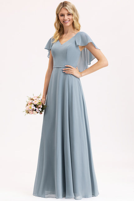Robe Demoiselle D'Honneur À Volants Rose Pâle - gallery 3