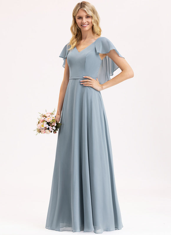 Robe Demoiselle D'Honneur À Volants Rose Pâle - gallery 3
