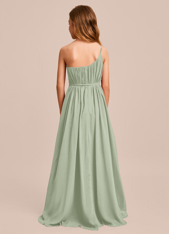 Robe Demoiselle D'Honneur Vert Poudré Élégant - gallery 1
