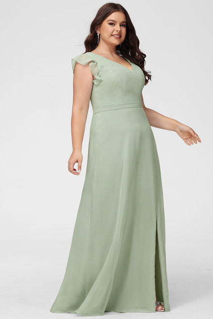 Robe Demoiselle D'Honneur Mousseline Beige - gallery 8