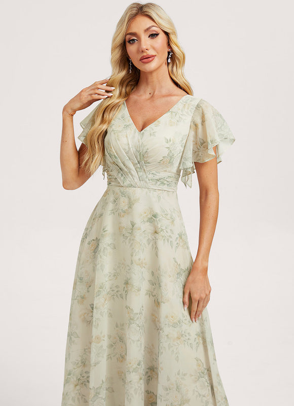 Robe Demoiselle D'Honneur À Volants Rose Pâle - gallery 3