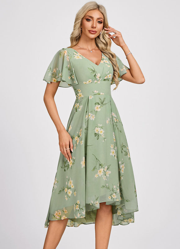 Robe Demoiselle D'Honneur Asymétrique Fluide - gallery 3