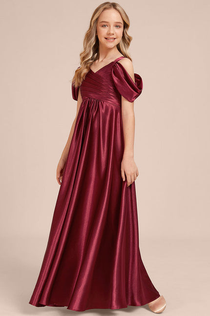 Robe Demoiselle D'Honneur Satin Bordeaux - gallery 2