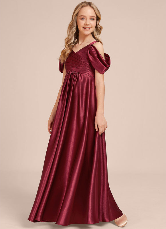 Robe Demoiselle D'Honneur Satin Bordeaux - gallery 2
