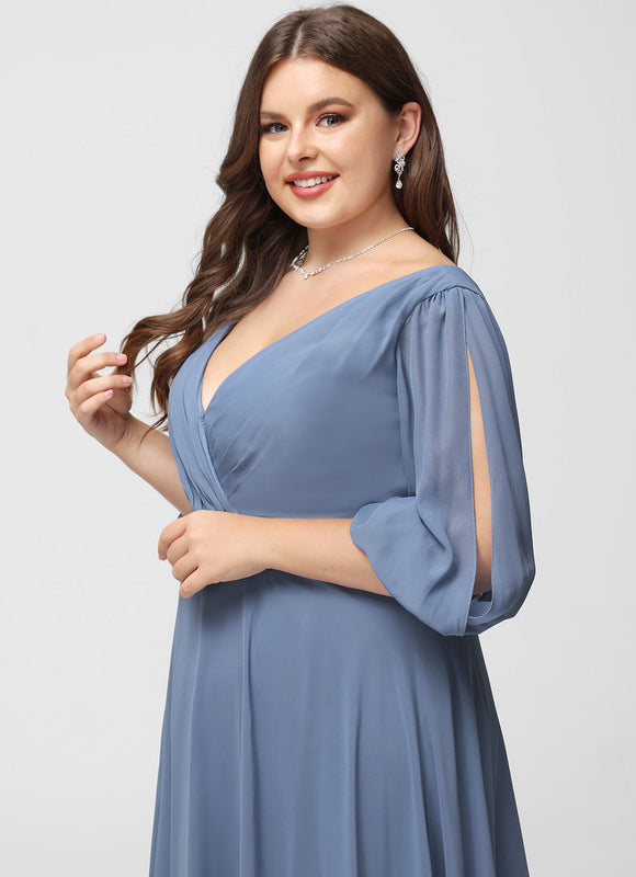 Robe Demoiselle D'Honneur À Volants Rose Pâle - gallery 7