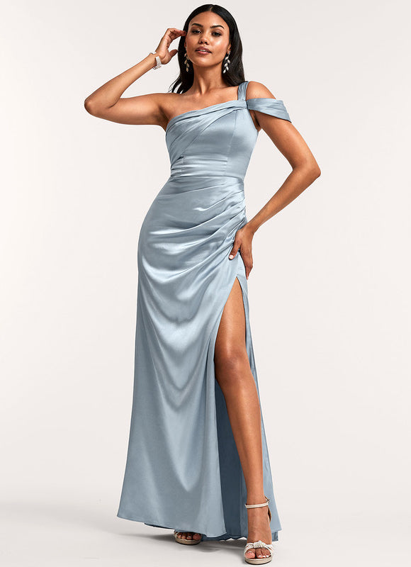 Robe Demoiselle D'Honneur Fluide Argentée