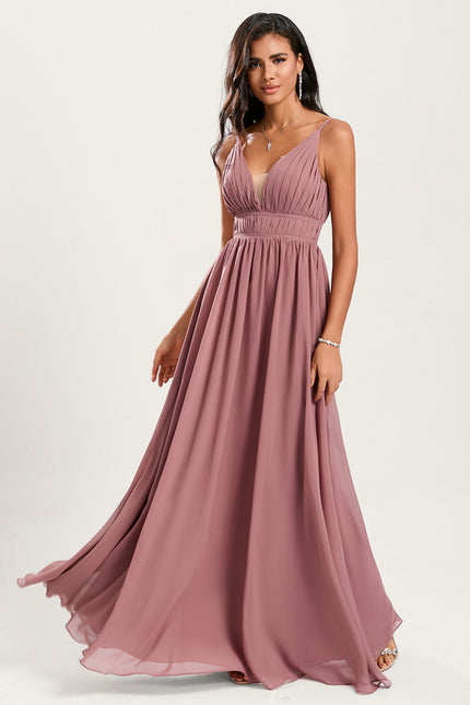 Robe Demoiselle D'Honneur À Volants Rose Pâle