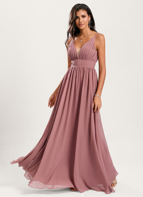 Robe Demoiselle D'Honneur À Volants Rose Pâle