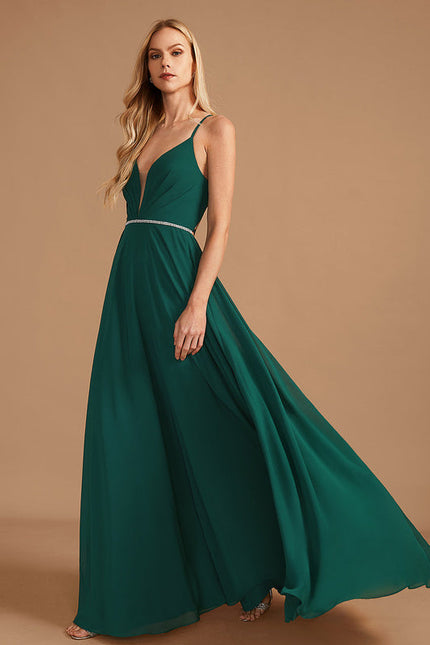 Robe Demoiselle D'Honneur Satin Émeraude - gallery 3