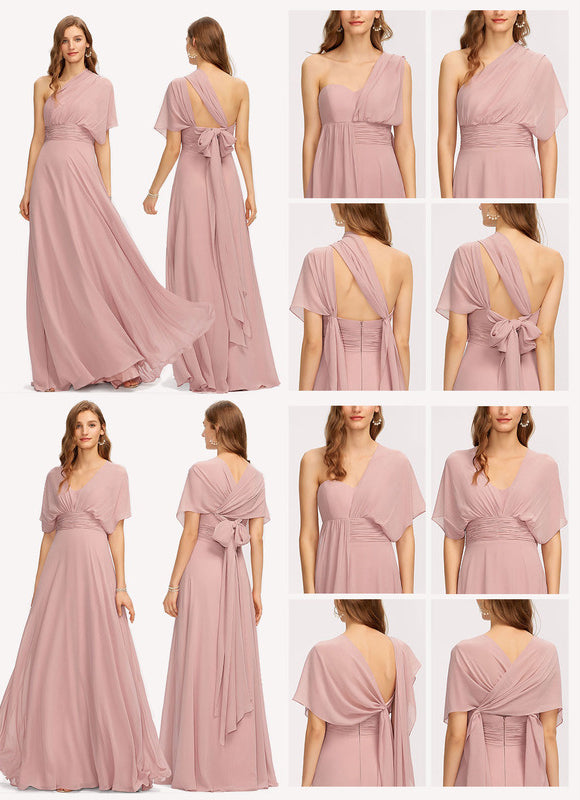 Robe Demoiselle D'Honneur Chic Mousseline Élancée - gallery 3