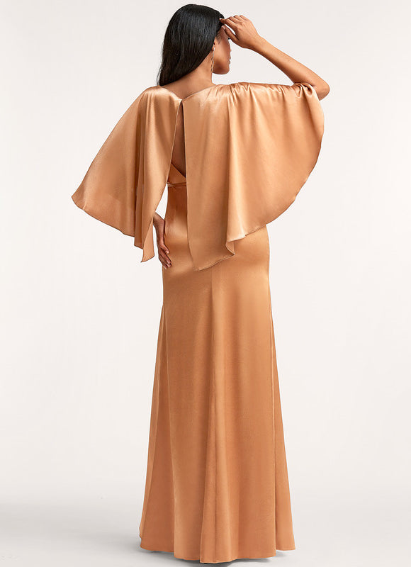Robe Demoiselle D'Honneur Champagne Satin - gallery 2