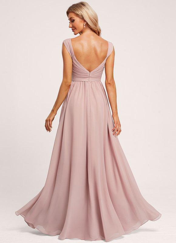 Robe Demoiselle D'Honneur Fluide Rose Doux - gallery 6