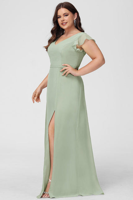 Robe Demoiselle D'Honneur Mousseline Beige - gallery 9