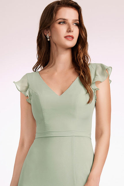 Robe Demoiselle D'Honneur Mousseline Beige - gallery 2