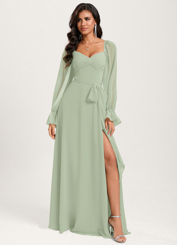Robe Demoiselle D'Honneur Fluide Vert Doux - gallery 2