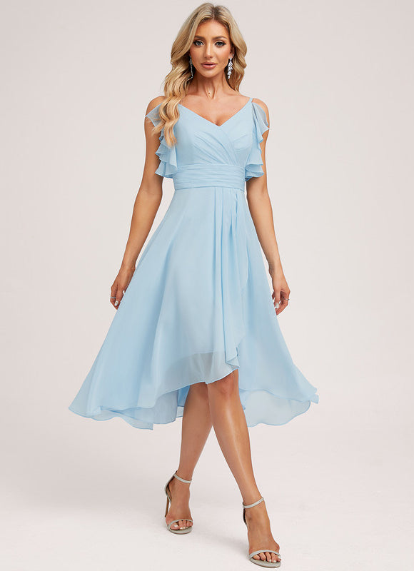 Robe Demoiselle D'Honneur Asymétrique Fluide - gallery 3