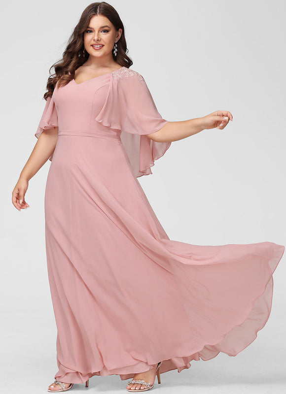 Robe Demoiselle D'Honneur Fluide Rose Pâle - gallery 6