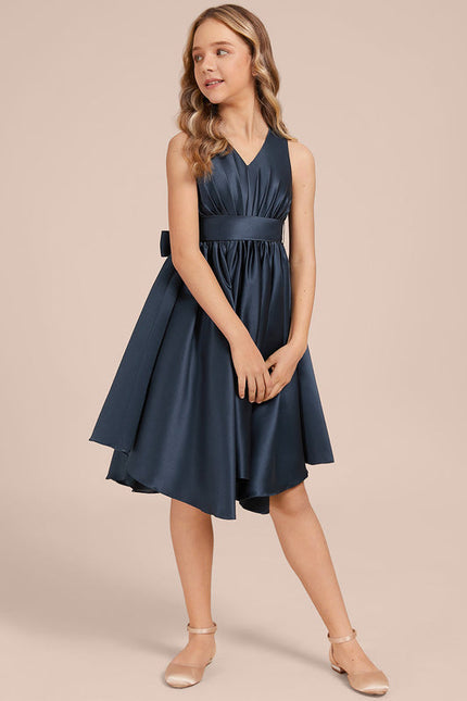 Robe Demoiselle D'Honneur Asymétrique Marine - gallery 3