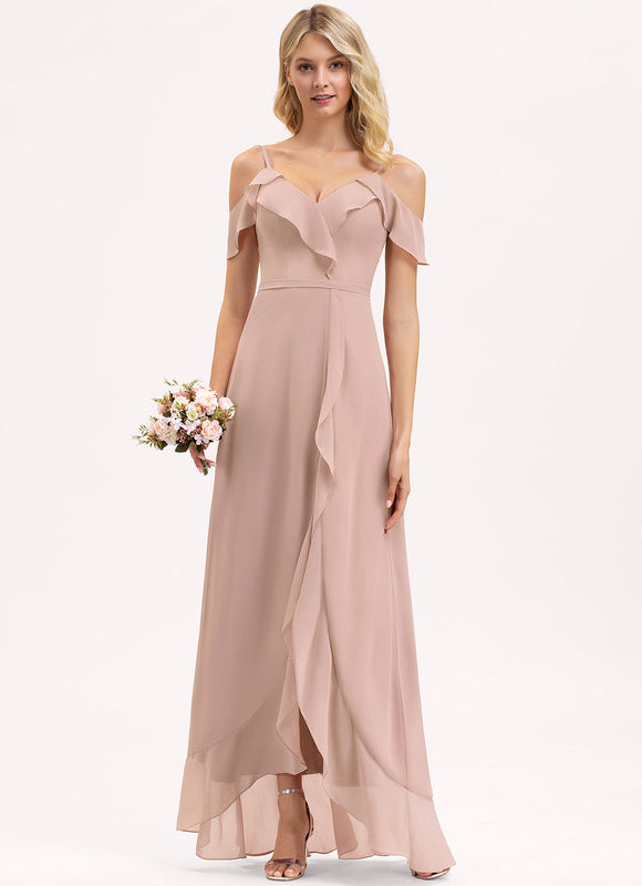 Robe Demoiselle D'Honneur Asymétrique Fluide - gallery 1