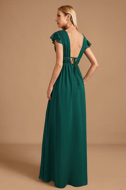 Robe Demoiselle D'Honneur Mousseline Beige - gallery 8