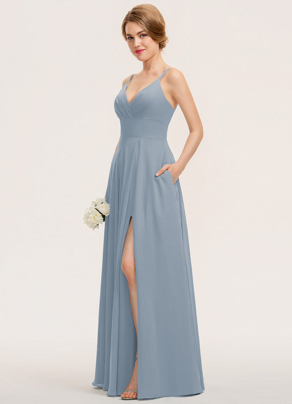 Robe Demoiselle D'Honneur Élégante Bordeaux - gallery 1