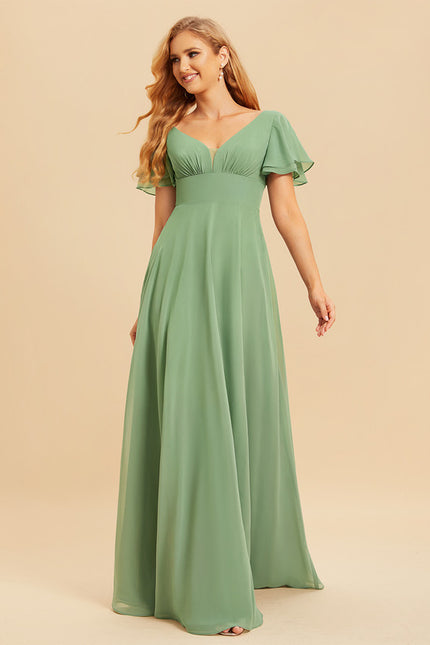 Robe Demoiselle D'Honneur À Volants Rose Pâle - gallery 4