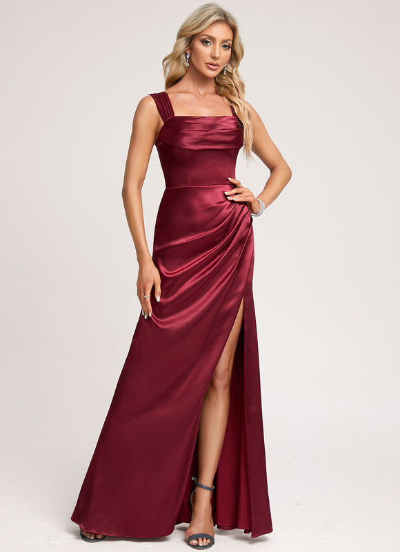 Robe Demoiselle D'Honneur Champagne Satin