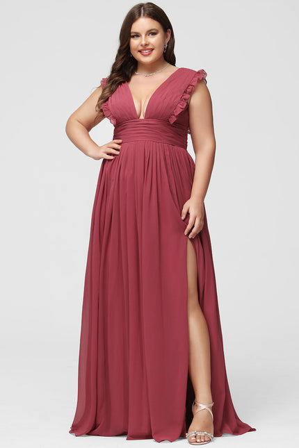 Robe Demoiselle D'Honneur À Volants Rose Pâle - gallery 9